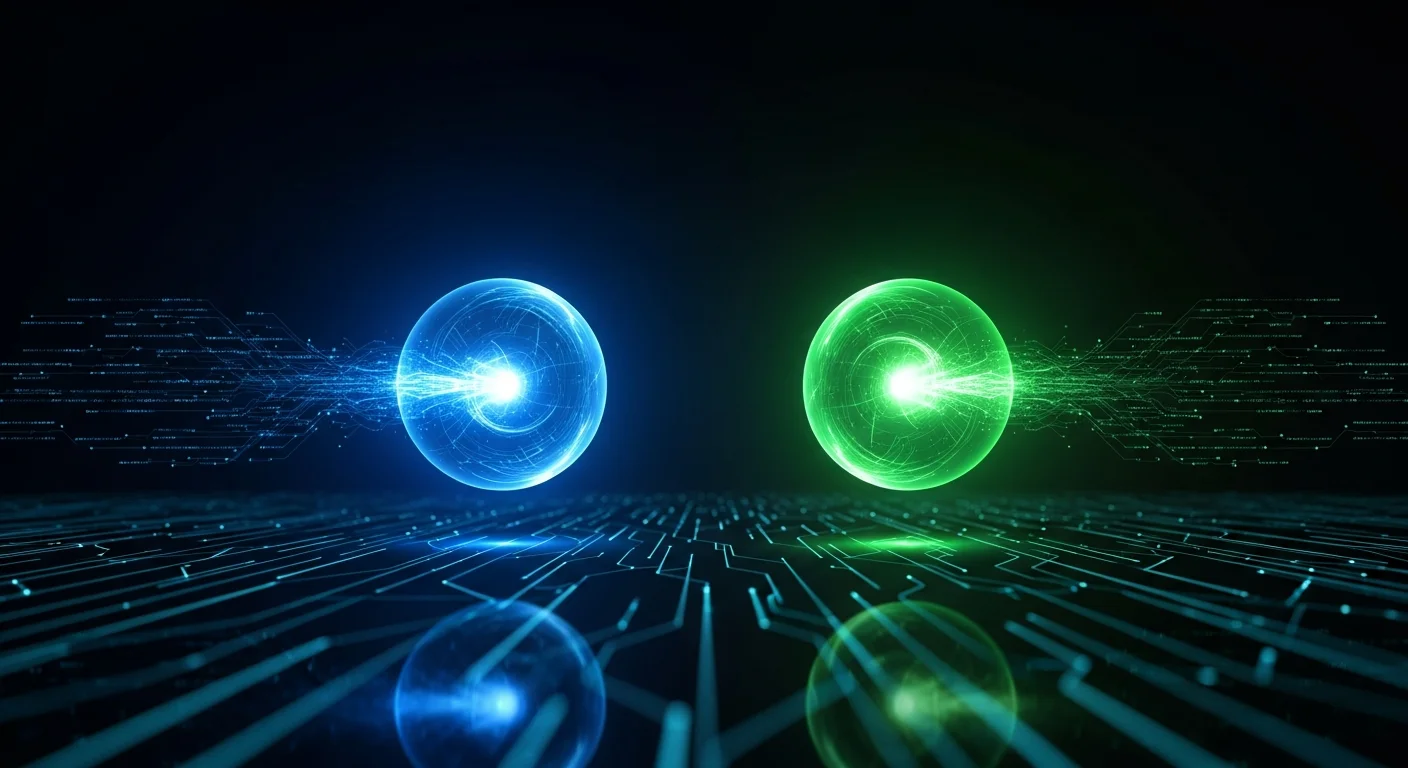 Ilustração conceitual mostrando a competição entre ChatGPT Plus e Gemini Pro representada por dois robôs de IA em confronto com elementos visuais de preços e tecnologia