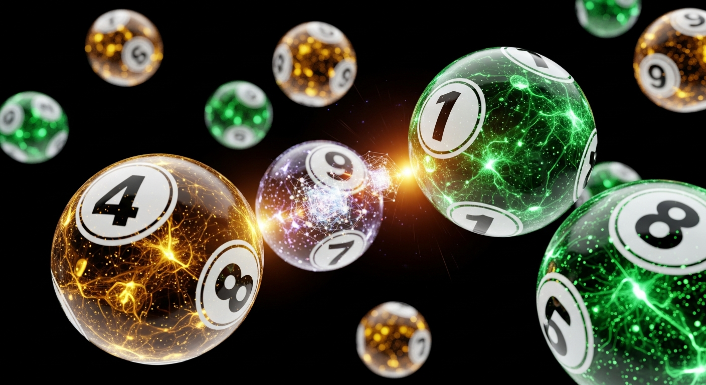 Ilustração conceitual mostrando brasileiros consultando IA em smartphones com números de loteria digitais flutuando