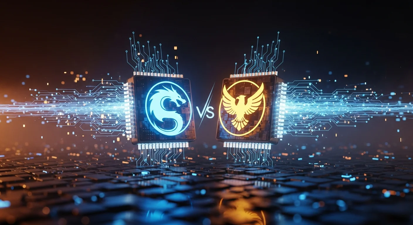 Representação visual da fragmentação da infraestrutura de IA mostrando processamento dividido entre prefill e decode, com simbolismo da competição tecnológica global